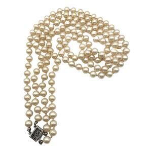 Elegant Vintage Pearl Necklace with Sterling Silver Clasp